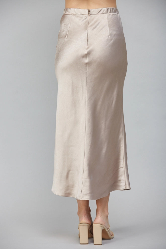 Dusty Rose Satin Midi Skirt