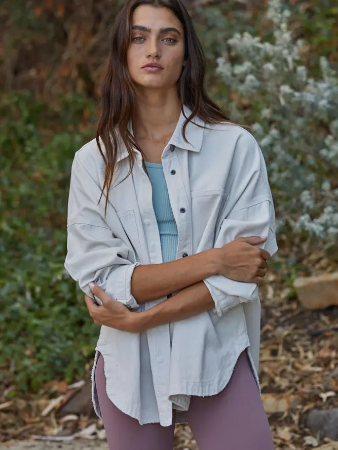 Stone Denim Cotton Button Down Jacket