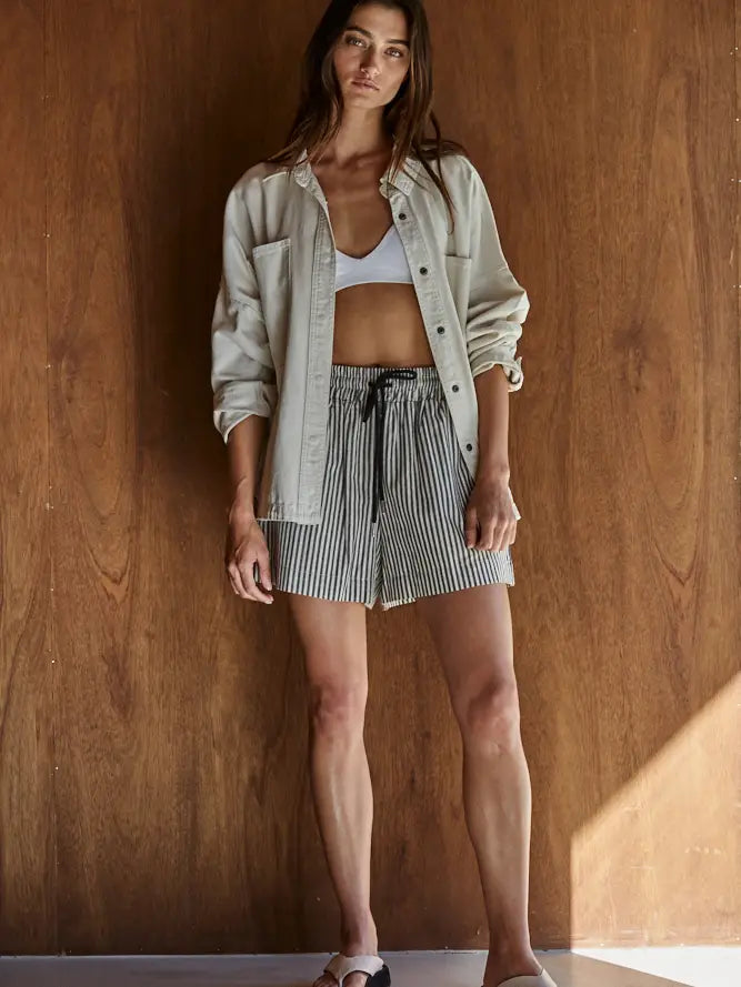Stone Denim Cotton Button Down Jacket