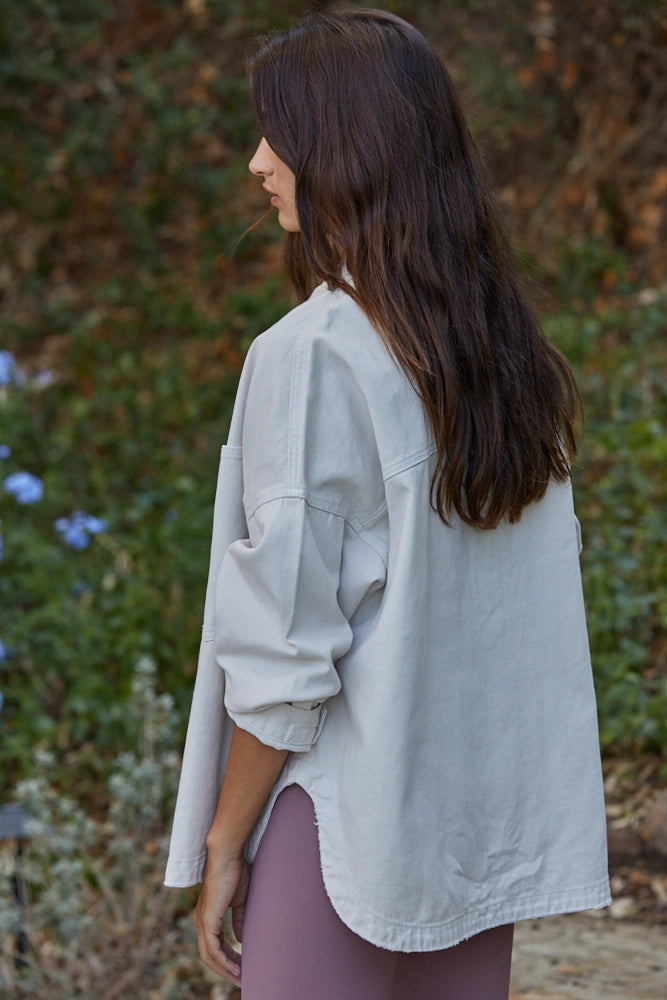 Stone Denim Cotton Button Down Jacket