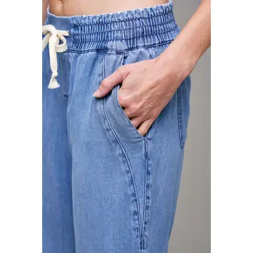Hidden Denim Wide Leg - Tie Front
