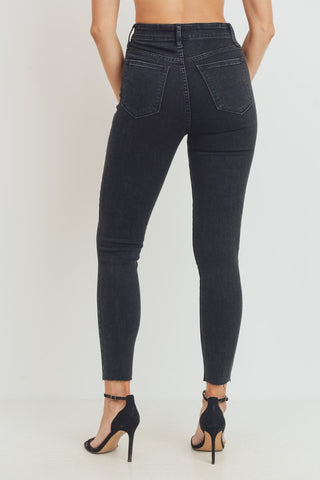 JBD Black Washed Raw Hem Jeans
