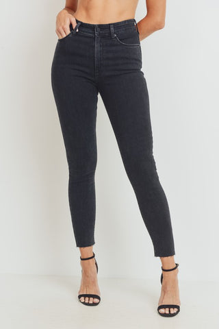 JBD Black Washed Raw Hem Jeans