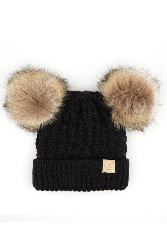 Kids Double Pom Pom Beanie
