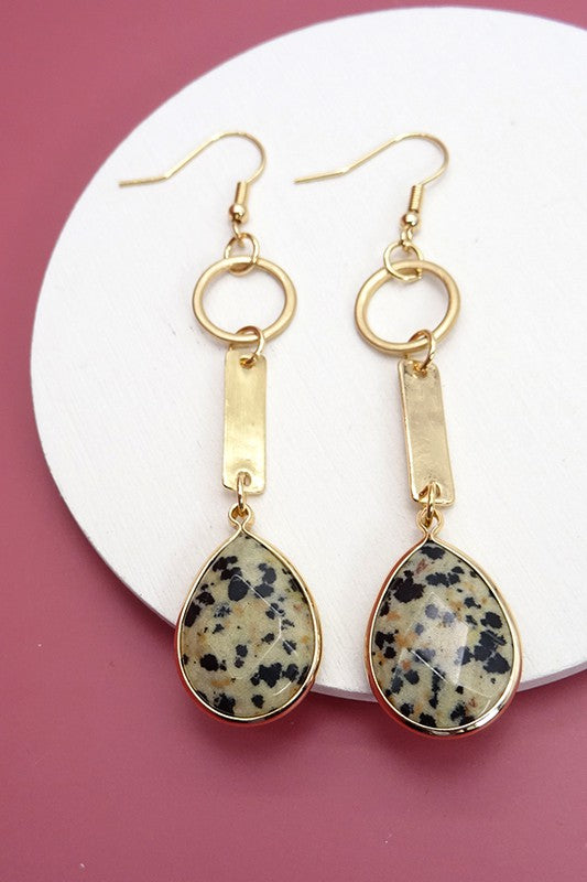 Stone Teardrop Earrings