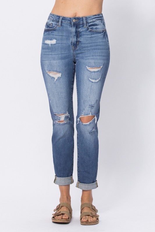 Judy Blue Distress Cuff Jeans