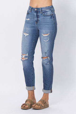 Judy Blue Distress Cuff Jeans