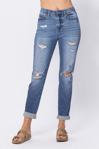 Judy Blue Distress Cuff Jeans