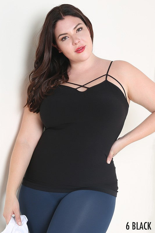 Fancy Criss Cross Tank-Curvy